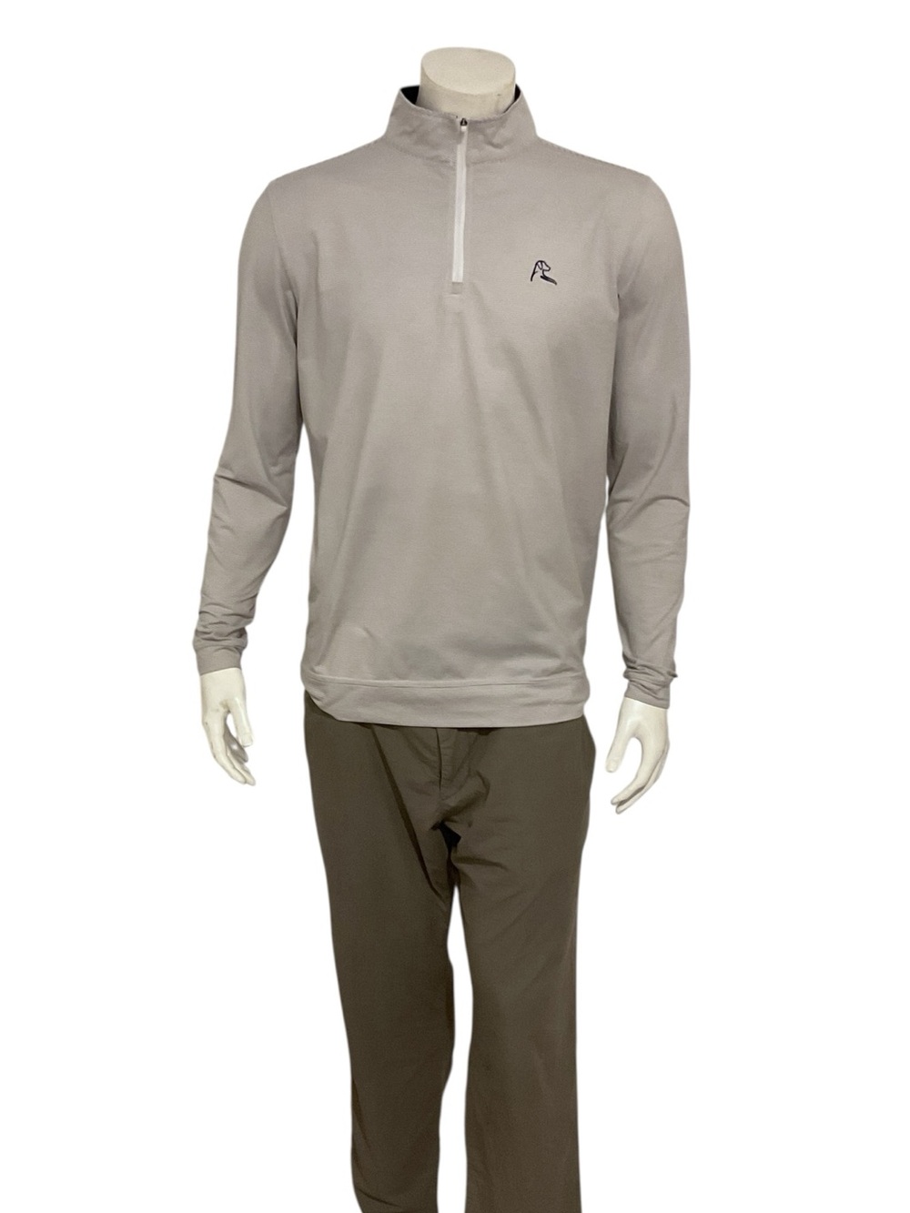 Rhoback Men’s Grey Striped Quarter Zip Sweatshirt